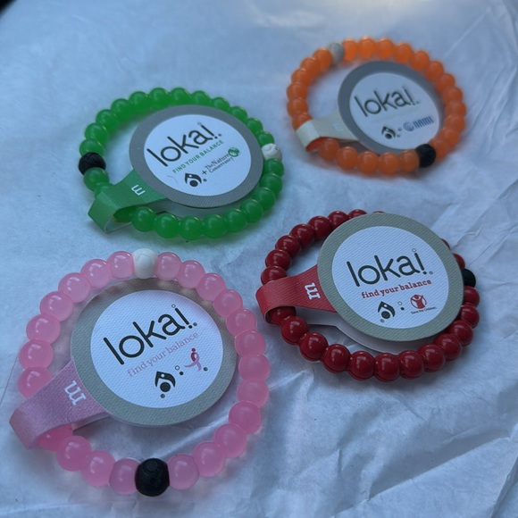 Lokai bBracelets Set of 4 Medium Red Pink Green Orange - Picture 6 of 6